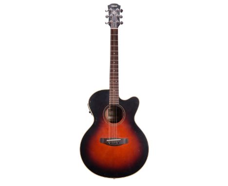 Yamaha Compass Series CPX-5 electro-acoustic guitar, vintage sunburst finish, various marks (electrics at fault); together wi