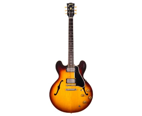 1959 Gibson ES-335 semi-hollow body electric guitar, made in USA, ser. no. A3xxx8; Finish: sunburst, light checking in places