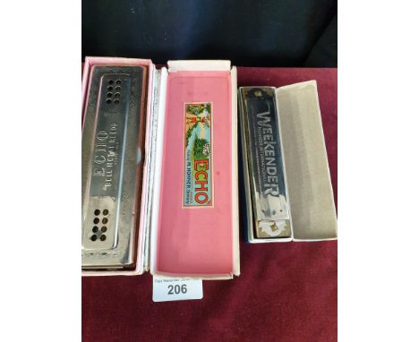 Horner Echo model harmonica with original box together with Horner Weekender harmonica with original box. 