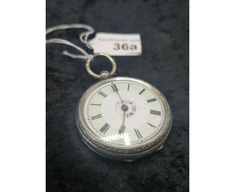 Ladies Silver Pocket Watch With Enamel Face With Floral Centre Decoration 