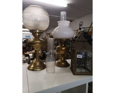 Early brass oil lamp together with brass oil style lamp been converted to electric together with brass candle light and spare