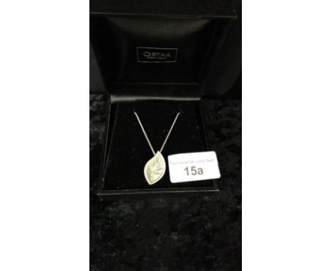 Ortak Silver and enamel pendant with 20 inch silver belchar chain 