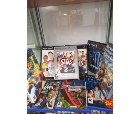 Shelf of PlayStation 2 games. 