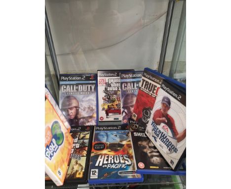 Shelf of PlayStation 2 games. 