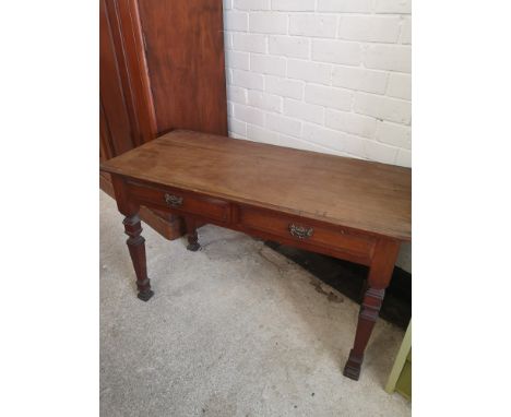 Late 18th century 2 drawer console table with fitted handles. 
