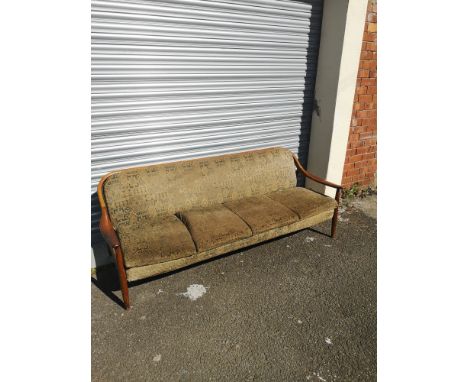 Retro 3 seater reclining sofa bed. Needs reupholstered. 