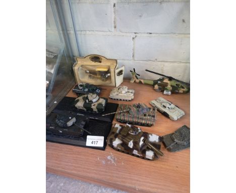 Shelf of model tanks etc. 