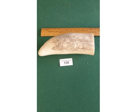 REPRODUCTION CARVED SCRIMSHAW STYLE ITEM .