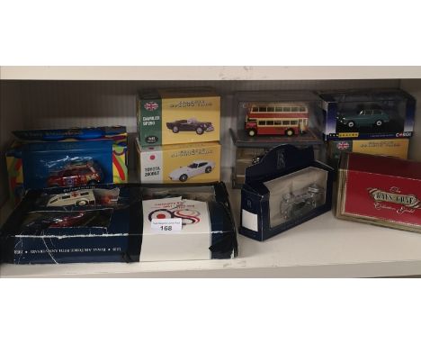 Shelf of models to include corgi beatles mini, vintage car models etc 