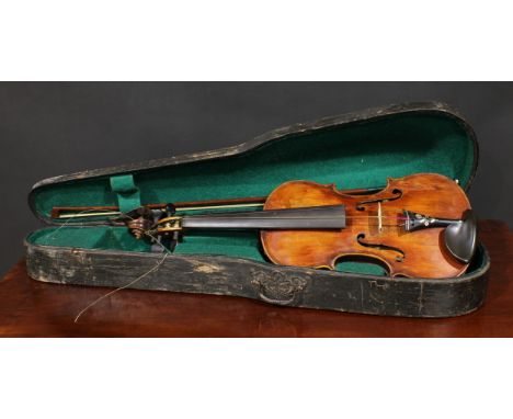 A violin, the two-piece maple back 35.5cm long excluding button, paper label printed Copy of Gio Paolo Maggini, Fecit Dresdae