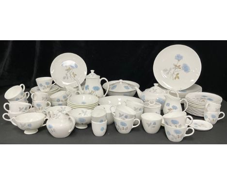 A Wedgwood Ice Rose pattern part dinner, tea and coffee service, comprising dinner plates, dessert plates, dessert bowls, sid