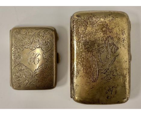 A late Victorian silver rounded rectangular cigar/cigarette case, monogrammed JCB, gilded interior, 11.5cm, Birmingham 1900, 