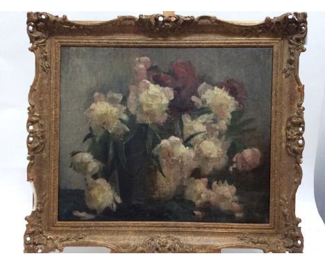 Late 19th century, English School, oil on canvas - Still life study of summer flowers, in gilt frame, 50cm x 60cmCondition re