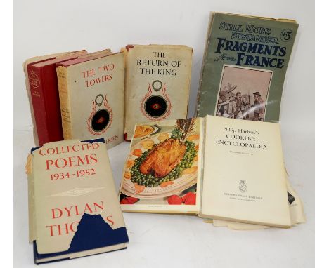 Small group of books including Lord Of The Rings Parts II and III, 10th impression 1963, Collected Poems 1934-1952 by Dylan T
