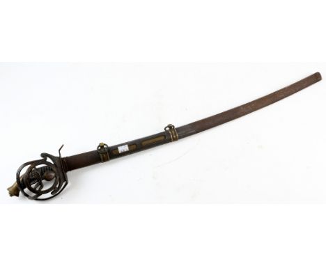 Basket hilt sword with scabbard