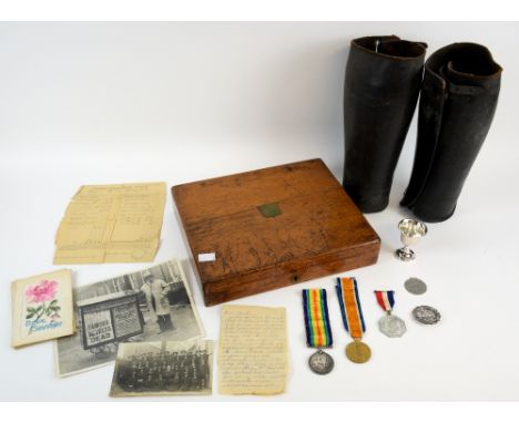 WWI pair to 6013 Pte. Young. 4-Lond. R. Silver Queens brooch, associated photographs, Demobilization Account, note book and l