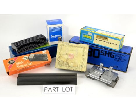 A quantity of vintage photograph equipment and a children's sewing machines. (qty)