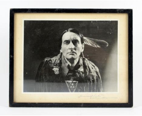 Grey Owl - Vintage Black &amp; White photograph commemorating his UK tour in 1935/36, signed by the photographer in the mount