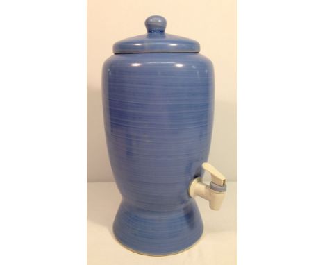A blue ceramic water dispenser, 40cm tall.