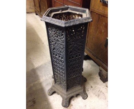 A metal hexagonal garden light/ornament.