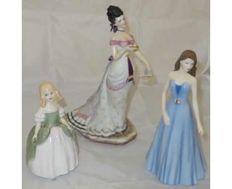 A Royal Doulton figure "Virgo", a Royal Doulton figure "Penny", model No. HN 2338 and a Royal Worcester figure "Rosalind" fro
