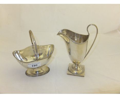 A George V Scottish silver swing handled pedestal basket (by Hamilton & Inches, Edinburgh, 1914), together with a 20th Centur