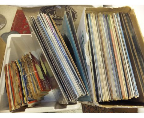 Two boxes of various LPs and 45s to include The Rolling Stones "No. 2", The Four Tops "Nature Planned It", The Rolling Stones