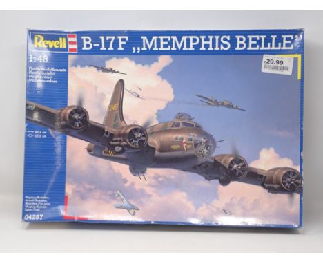 A boxed Revell 1:48 scale B-17F 'Memphis Belle' Kit, appears complete with all parts connected to sprue but not sealed 