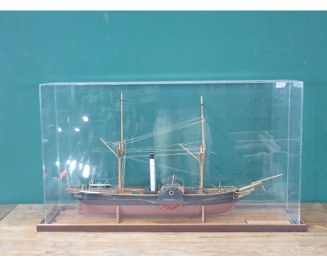 A detailed 1:96 scale wooden and metal Model of the Paddle Steamer 'Sirius', the first steam powered vessel to cross the Atla