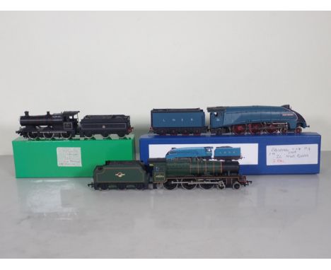 An unboxed Bachmann 00 gauge A4 Locomotive 'Miles Beevor' in L.N.E.R. blue livery, an unboxed Bachmann Jubilee Class 'Bahamas