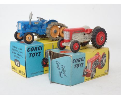 A boxed Corgi Toys No.50 Massey-Ferguson 65 Tractor and a boxed No.54 Fordson Power Major Tractor 