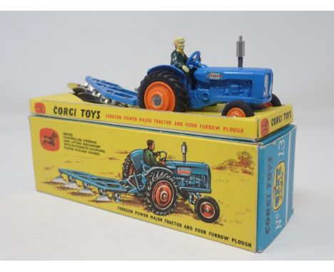 A boxed Corgi Toys No.13 Gift Set Fordson Power Major Tractor and four furrow Plough 