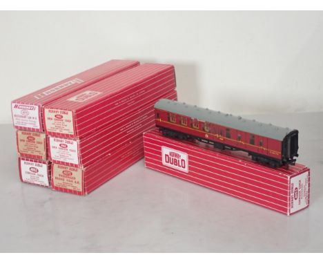 Seven boxed Hornby Dublo Coaches comprising 4075 Passenger Brake Van, 2x 4062 Open Corridor Coaches (one in Tony Cooper box),