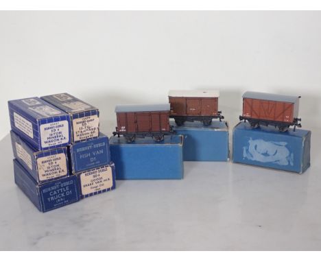 Nine boxed Hornby Dublo 3-rail Wagons comprising D1 LMS Goods Van, with correct sticker on box, another D1 Goods Van, 2x D1 F