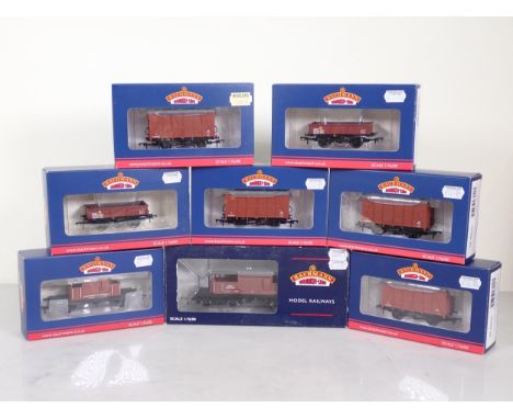 Eight boxed Bachmann 00 gauge Wagons including four 12T Vent Vans, 13T Steel Sand Tippler, SR Pill Box Brake Van, and a BR Br
