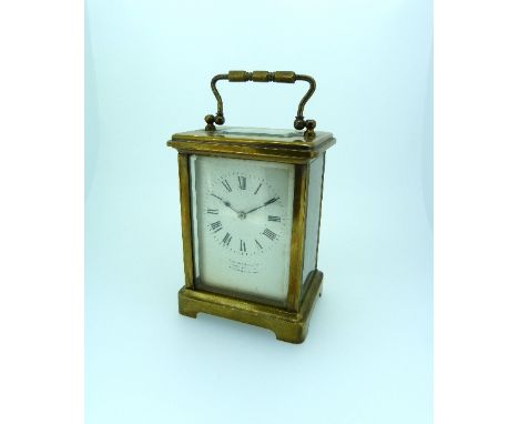 A French gilt brass five-glass Carriage Clock, the dial signed "West End Watch Co., Bombay & Calcutta, Made in Paris (France)