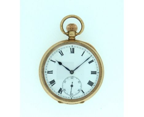 An early 20thC 9ct gold Pocket Watch, with Swiss 17-jewels movement, the circular white enamel dial with black Roman numerals