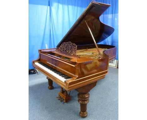 A Steinway & Sons Model C 'semi-concert' Grand Piano, c.1900, of Victorian style with rosewood veneer and 'flower-pot' legs, 