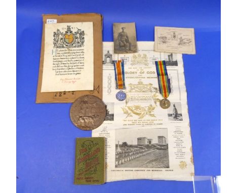 Private Edward Perkins, East Surrey Regiment, a pair of W.W.1 British War and Victory medals to 23722 Pte. E. Perkins. E. Sur