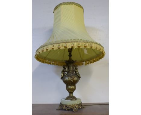 A gilt and onyx table lamp