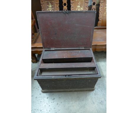 A Victorian pine fitted tool chest