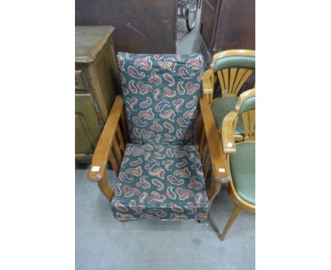 A 1930's oak fireside chair
