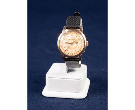 a GENTS MOVADO SWISS VINTAGE WRIST WATCH, with mechanical movement, gold plated front to the stainless steel case, the circul