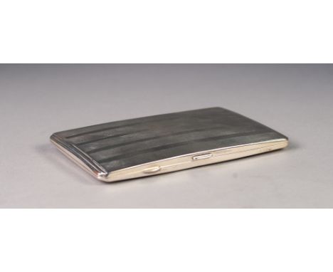 GEORGE VI ENGINE TURNED SILVER PRESENTATION POCKET CIGARETTE CASE, inscribed REG to the front and with six line inscription t