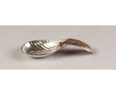GEORGE III SILVER CADDY SPOON with leaf form bowl, by John Watson, Sheffield 1800