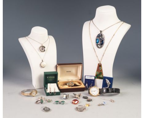 STYLISH MODERN COSTUME JEWELLERY, some Celtic SILVER JEWELLERY, a lady's Waltham WRISTWATCH with 17 jewel movement and a gent