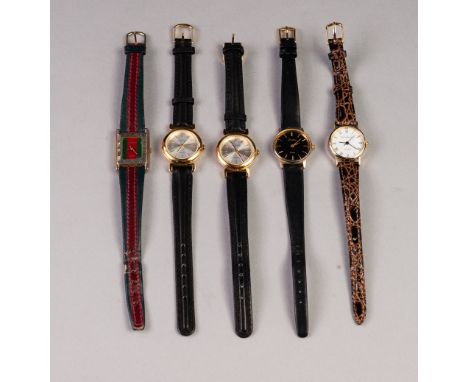 LADY'S LA ROCHELLE, QUARTZ TANK WRIST WATCH, the red and green striped dial, the Roman chapter ring on the stainless steel ob