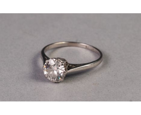 18ct GOLD RINGSET WITH A ROUND TRANSITIONAL CUT SOLITAIRE DIAMOND, 1.08ct, 2.6 gms, ring size L/M