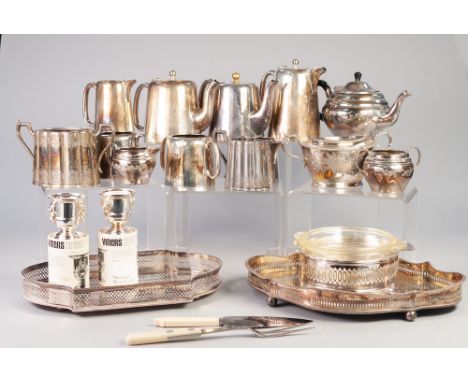 SELECTION OF ELECTROPLATED ITEMS including two entree dishes, two galleried trays, serving and other dishes, various 'Hotel P