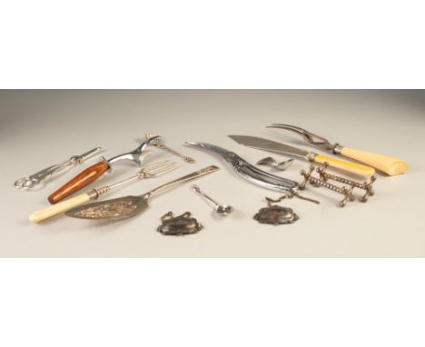 SUBSTANTIAL QUANTITY OF ELECTROPLATED CUTLERY, bone handled knives, plated wine labels, etc